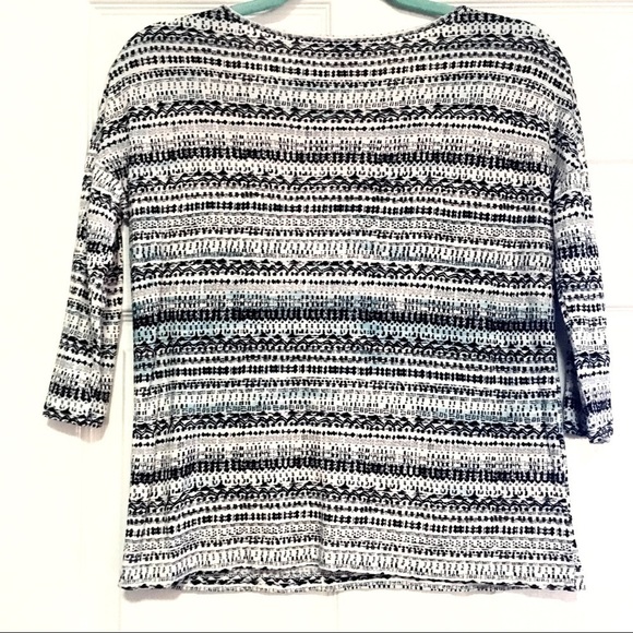 Forever 21 Top Blouse Basic 3/4 Length Sleeve Stripe White Tee Women Small - Picture 3 of 5